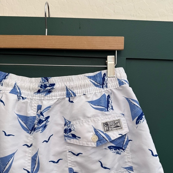 Polo Ralph Lauren 5.75-Inch Traveler Classic Swim Trunk Bear Sailboat Logo - Picture 7 of 10